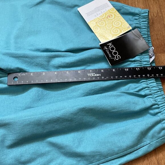 KOOS OF COURSE Pull On Capris Women's Small Turquoise Linen Blend Beachy NWT - Picture 6 of 15